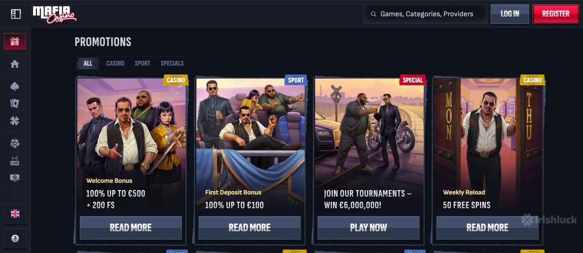 Lobby Mafia Casino – selezione giochi slot